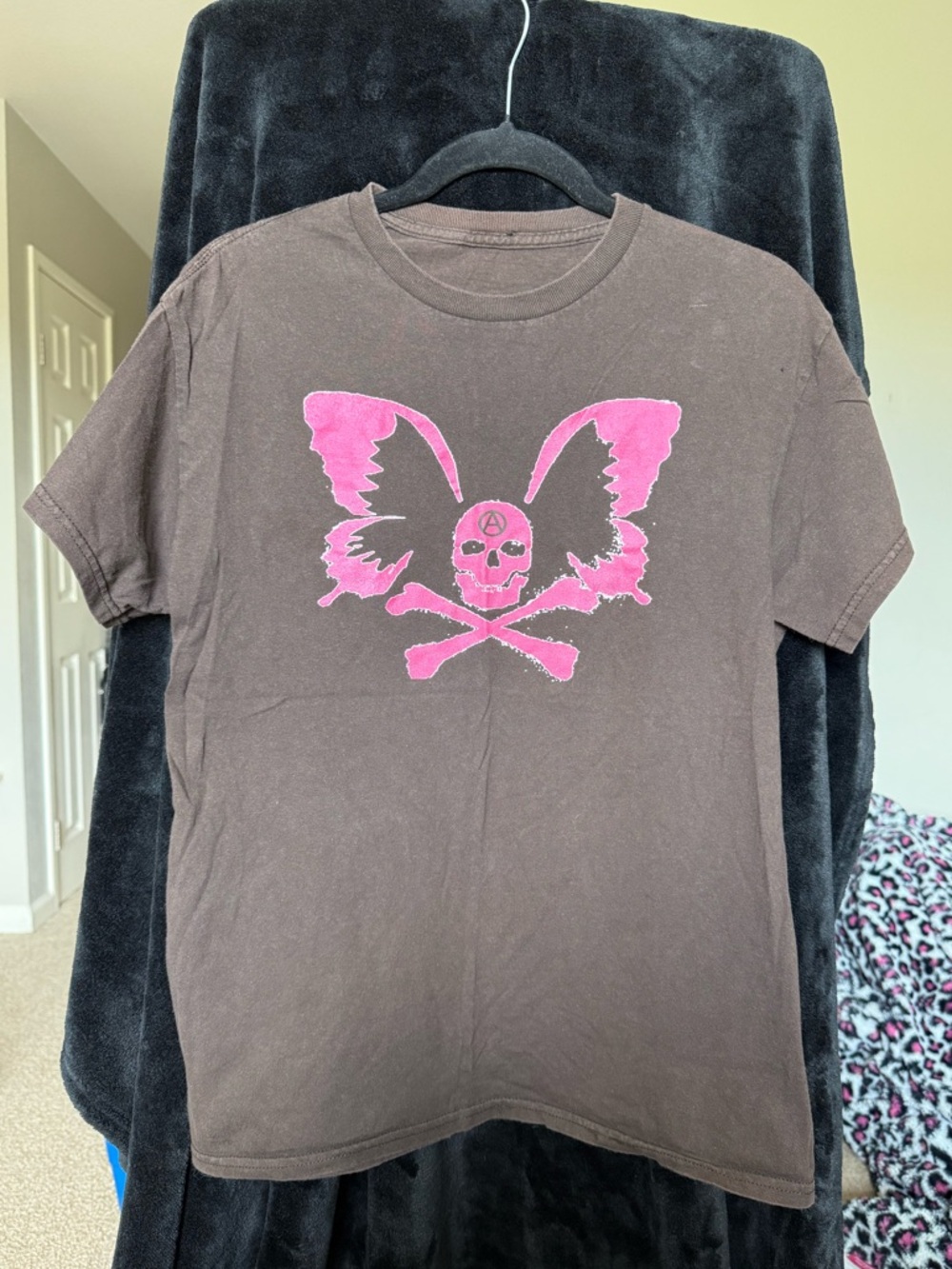 Butterfly Skull Graphic Tee Brown Punk Streetwear